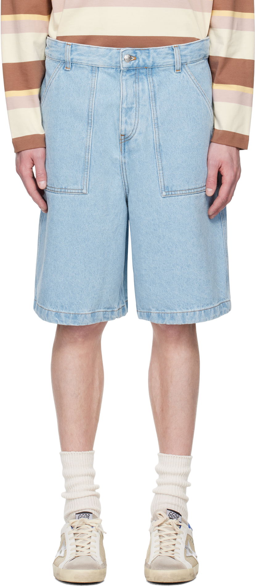 Kratke hlače MAISON KITSUNÉ Maison Kitsuné Workwear Denim Shorts Plava | OM01403WD4009