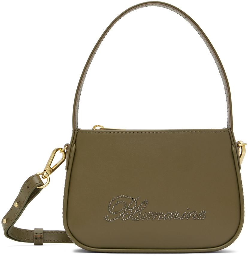 Torba za rame Blumarine Rhinestone Logo Shoulder Bag Zelena | P4HHW004A