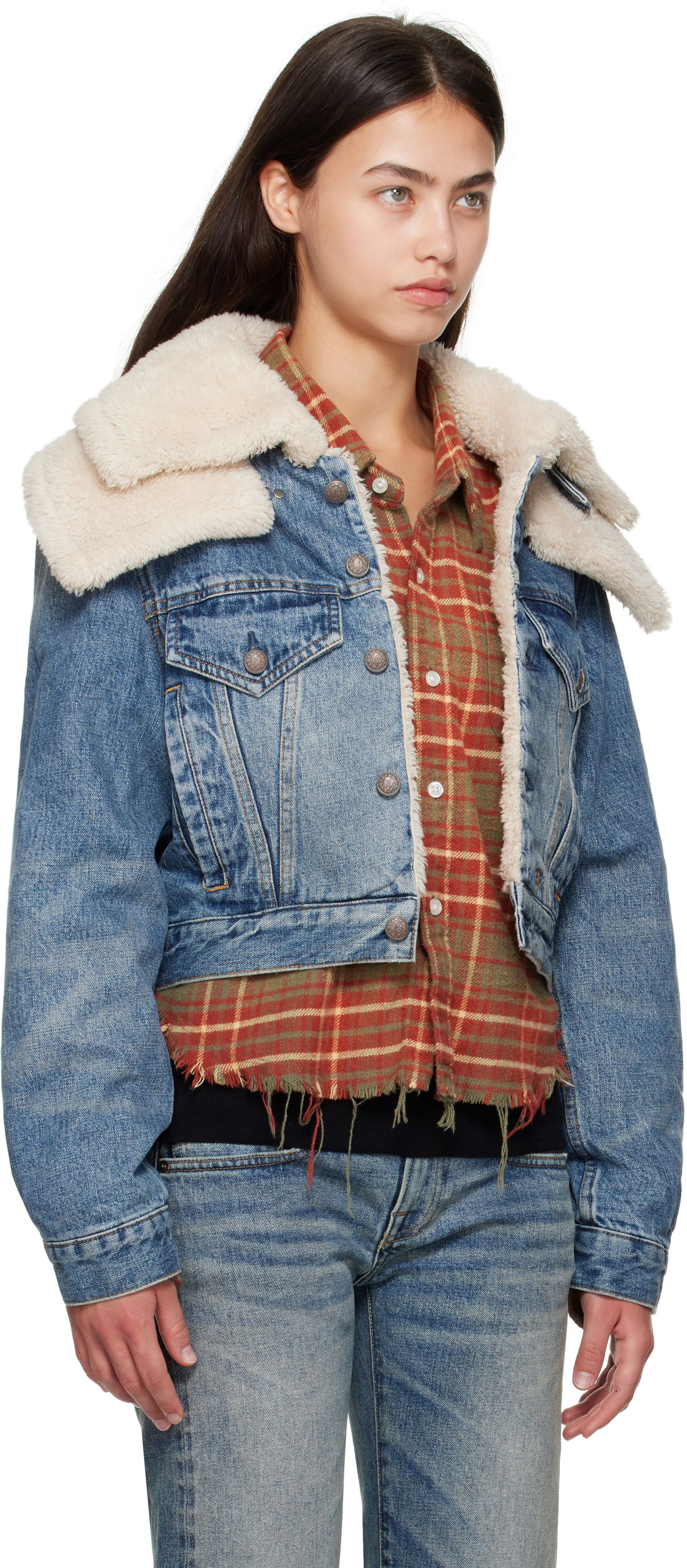 Jakna R13 R13 Double Collar Sherpa Trucker Jacket Plava | R13WD181-D344A, 1