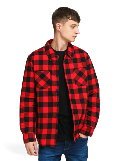 Jakna Urban Classics Padded Check Flannel Shirt Crvena | TB3958 red