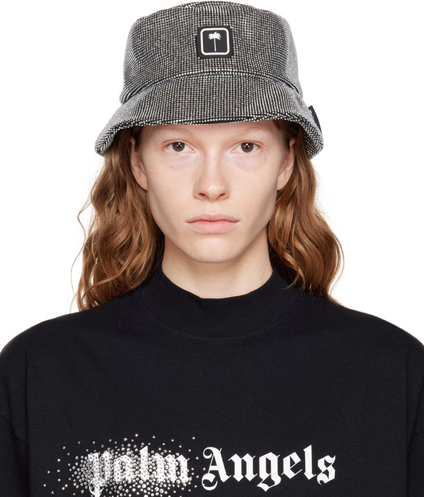 Šešir Palm Angels Rhinestone Bucket Hat Crna | PWLA022F22FAB0031072