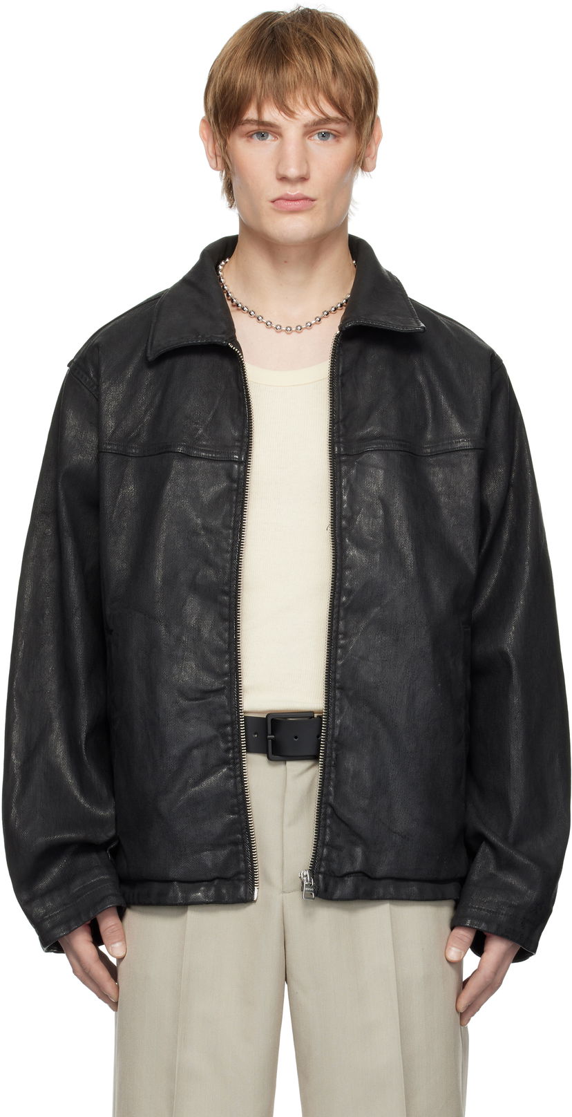 Jakna BOSS Coated Denim Jacket Crna | 50530629