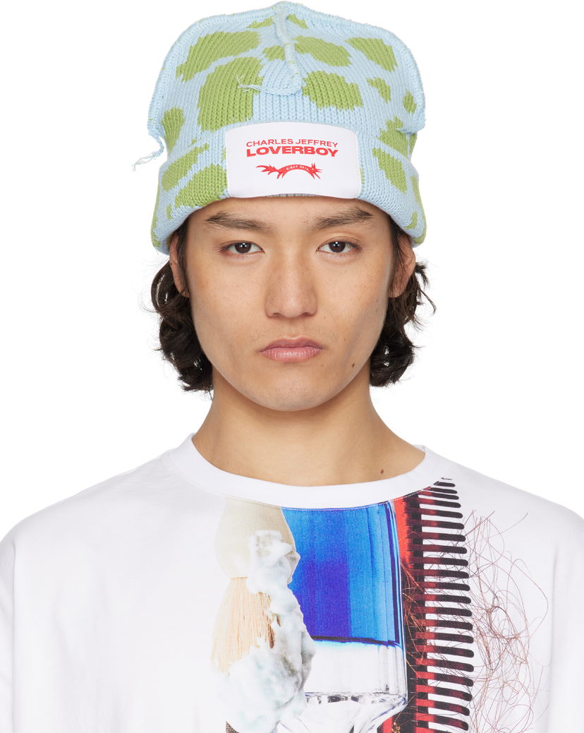 Kapica Charles Jeffrey Loverboy Charles Jeffrey LOVERBOY Knit Beanie with Logo Patch Plava | 54130602