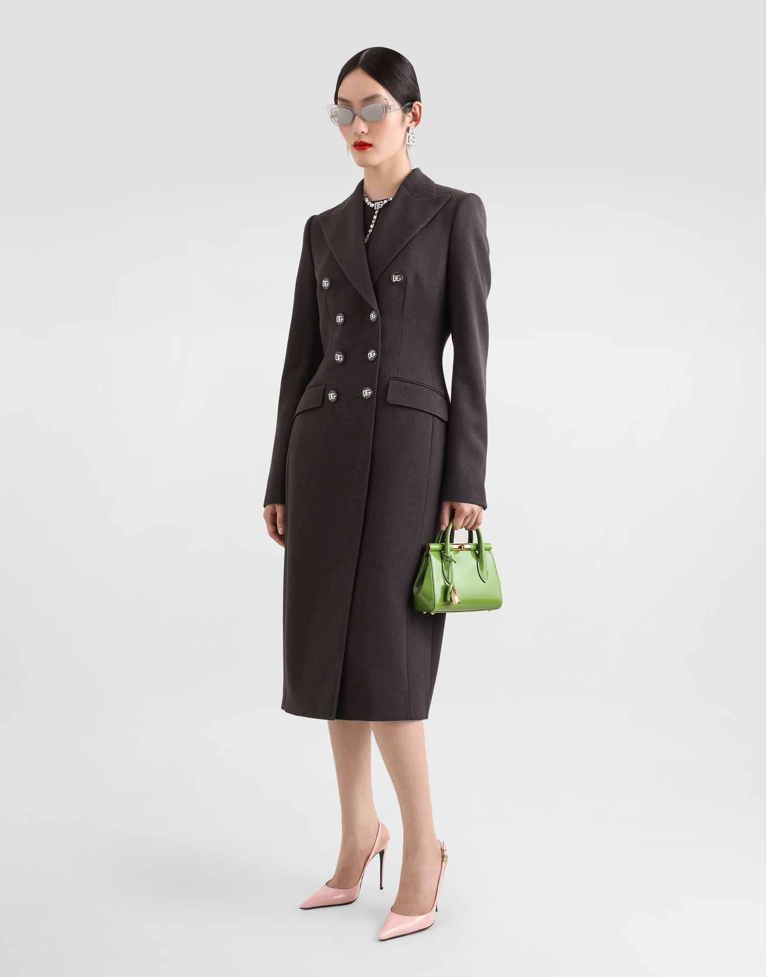 Kaputi Dolce & Gabbana Dolce & Gabbana Double-breasted Wool Coat with DG Buttons Siva | F0W2CTFU287S8290, 1