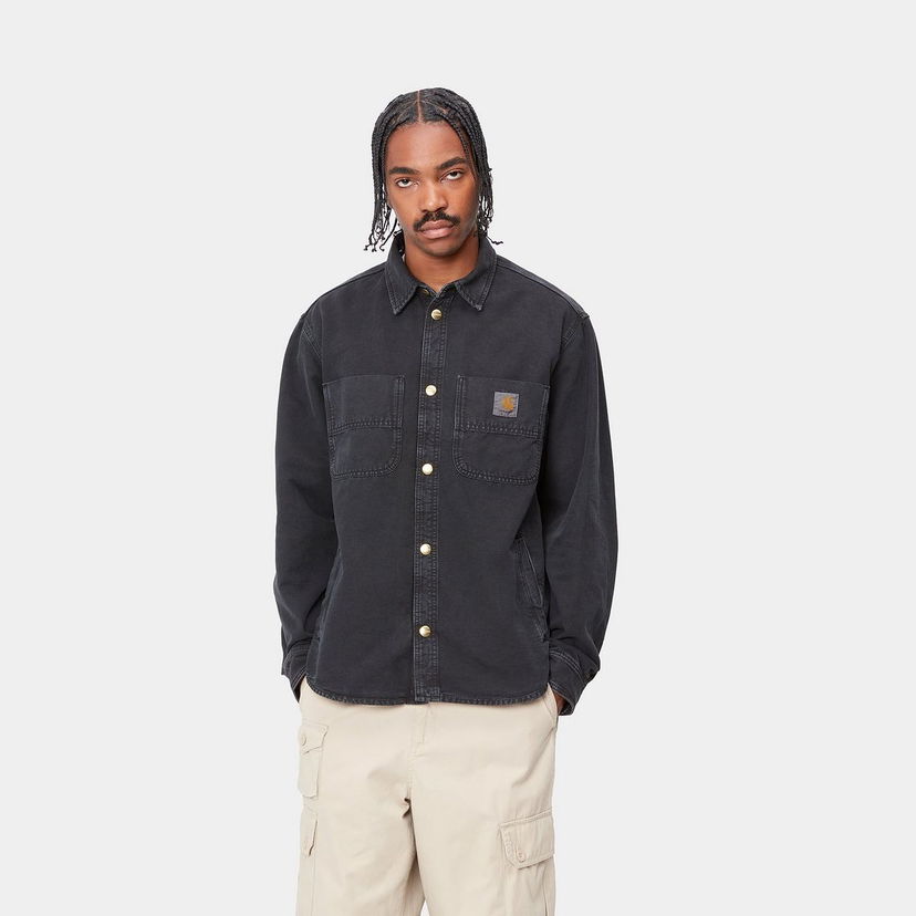 Košulja Carhartt WIP Black Stone Dyed Shirt Jacket Crna | I033767_42
