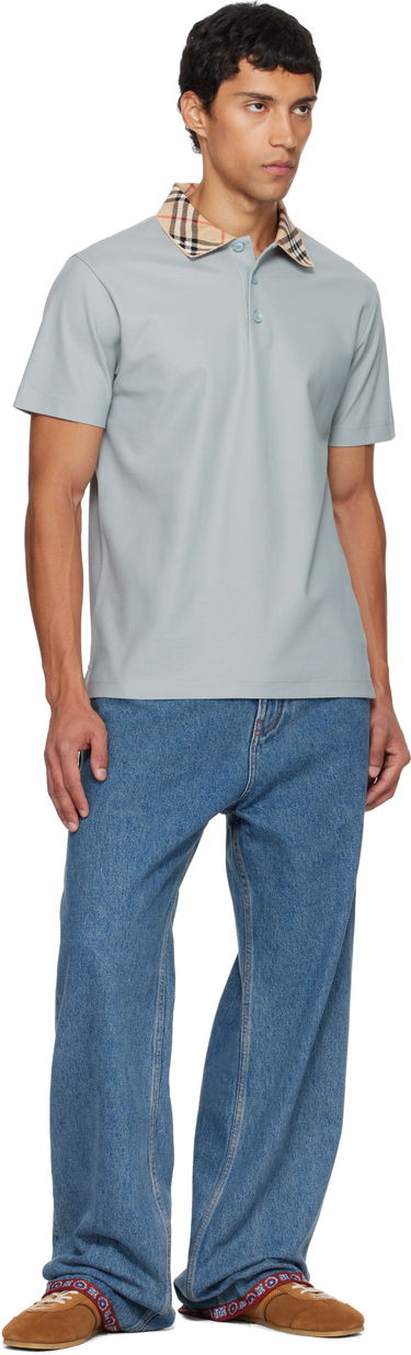 Polo majica Burberry Burberry Check Collar Cotton Polo Plava | 8110944, 3