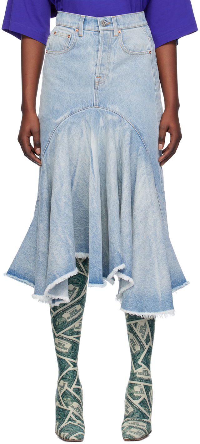 Suknja VETEMENTS Flared Denim Midi Skirt Plava | WE64SK700N, 0