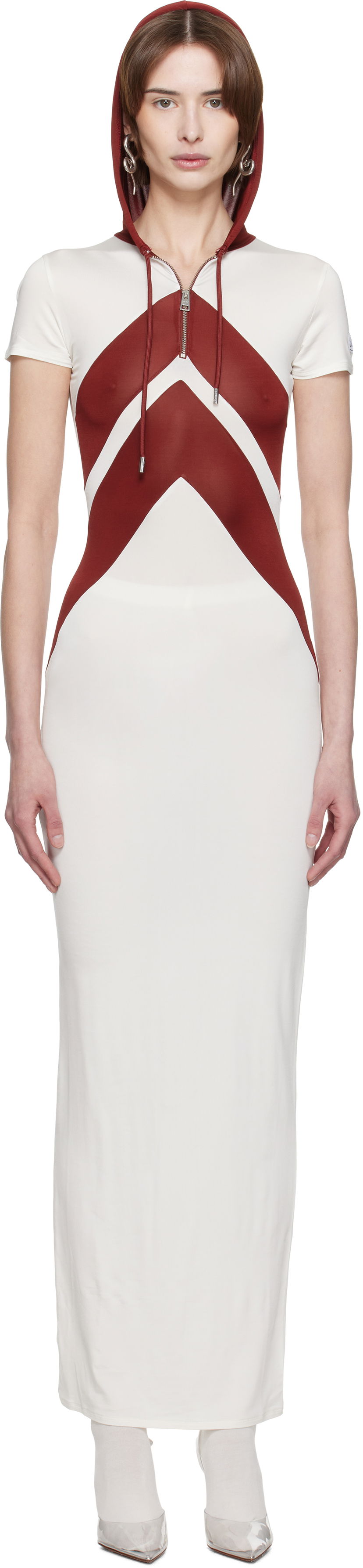 Haljina Jean Paul Gaultier Jean Paul Gaultier 'The Chevrons' Maxi Dress Bijela | 25/33-F-RO346P-J084-0128