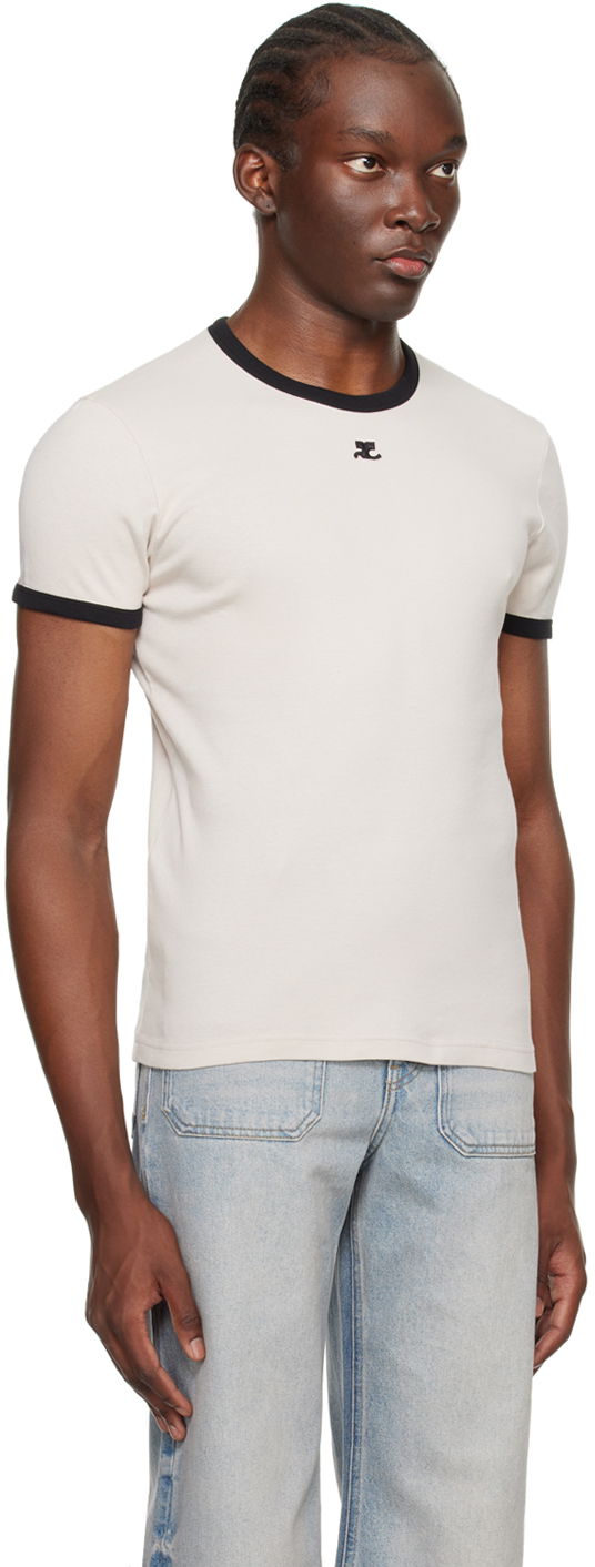 Majica kratkih rukava Courrèges Contrast Trim T-Shirt Bež | 123JTS020JS0070, 1