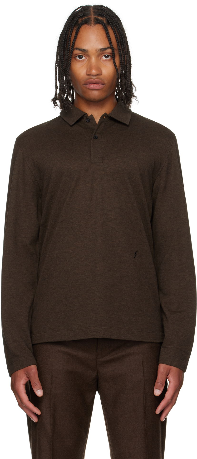 Polo majica FERRAGAMO Ferragamo Long Sleeve Polo Smeđa | 786359