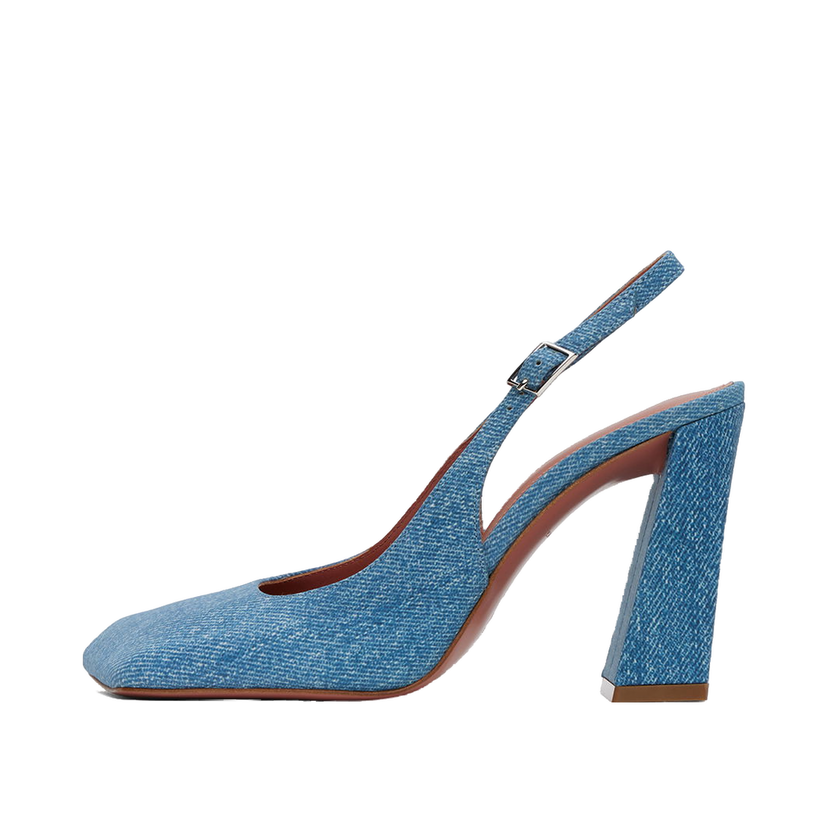 Tenisice i cipele Amina Muaddi Sling Suede Heels Plava | CHARLOTTE SLING BLOCK PRINTED