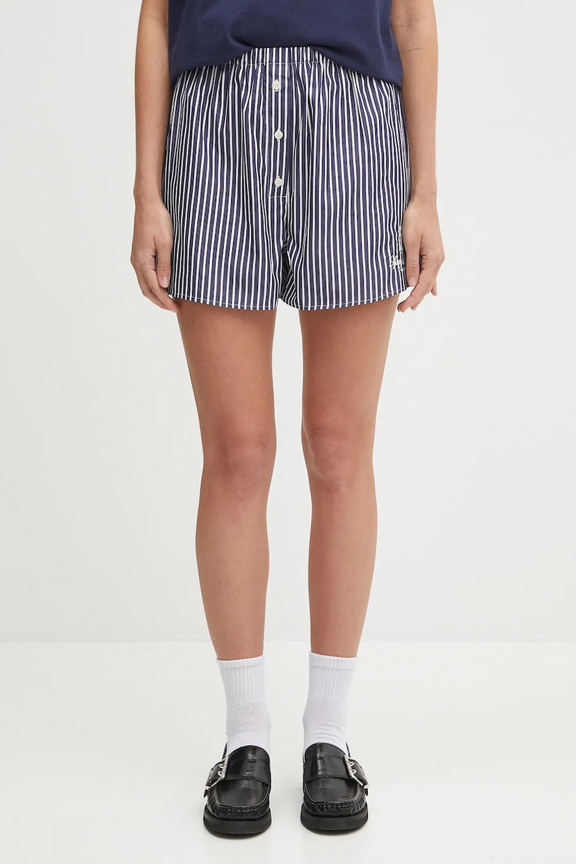 Kratke hlače Sporty & Rich Sporty & Rich Vendome Mini High Waist Shorts Tamnoplava | SH035602231ST02