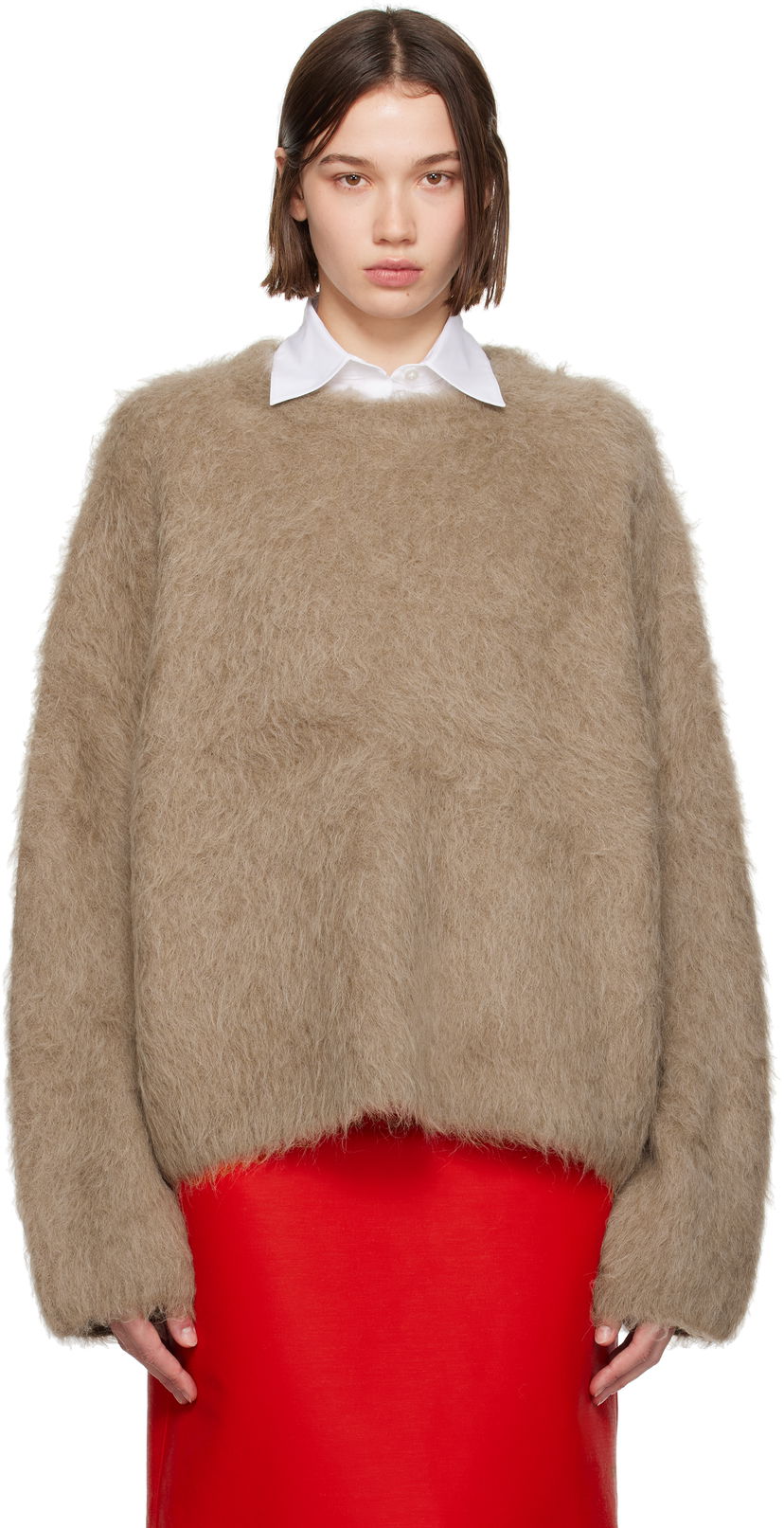 Džemper TOTEME Boxy Alpaca Knit Sweater Bež | 244-WRT873-YA0106