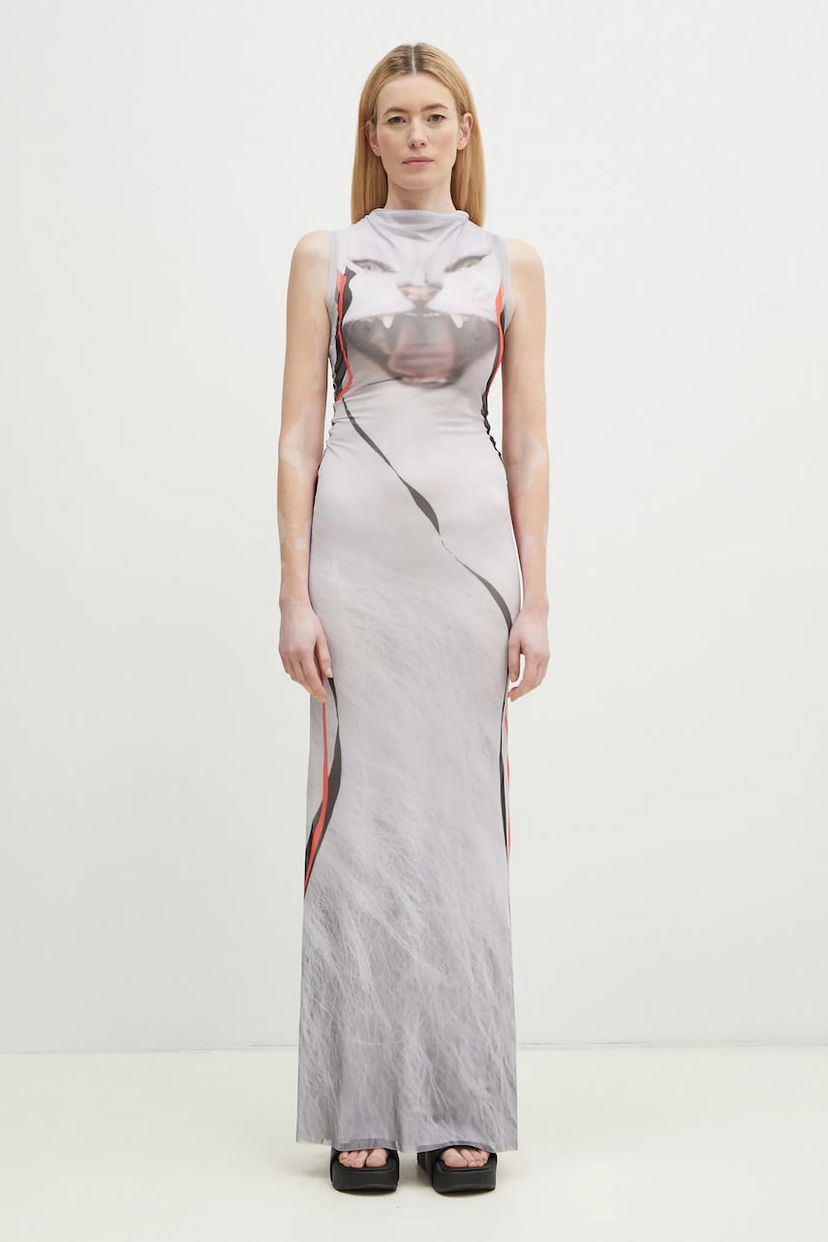 Haljina Ottolinger Ottolinger Mesh Maxi Dress Siva | 101.500301.02
