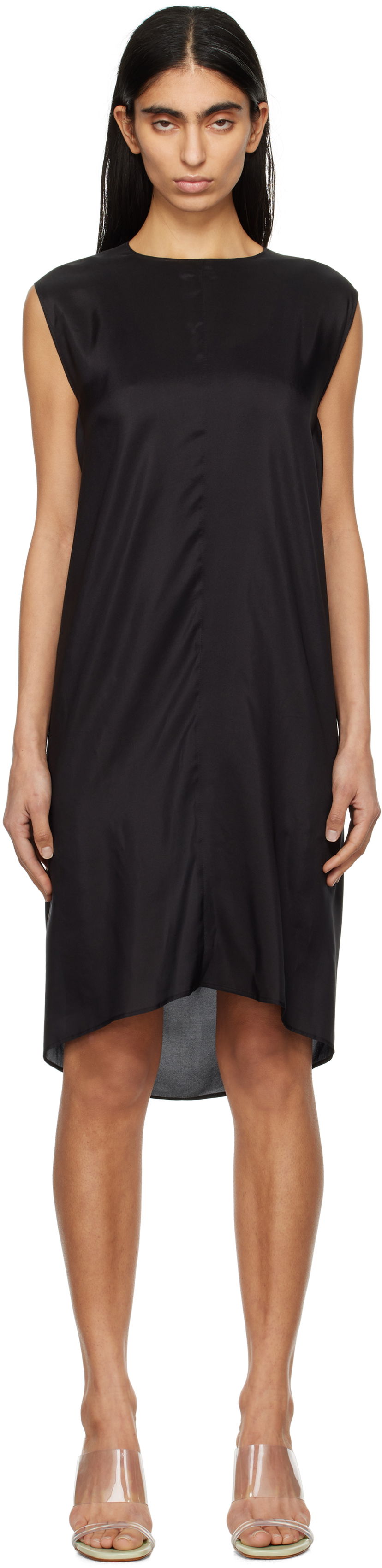 Haljina Maison Margiela MM6 Maison Margiela Silk Shift Midi Dress Crna | S52DA0064 M35244