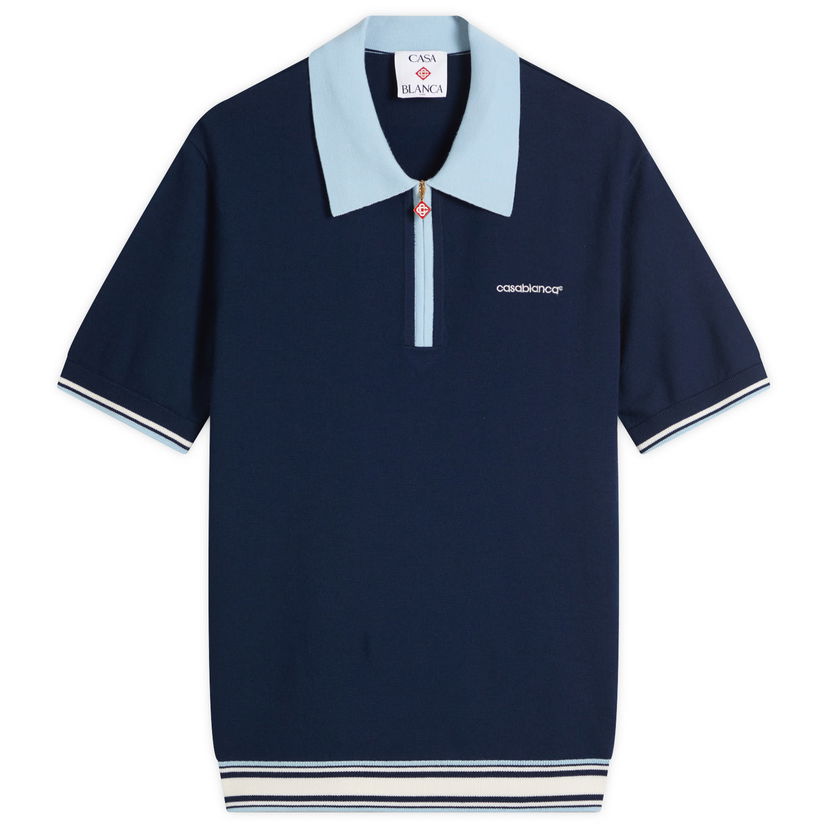 Polo majica Casablanca Casablanca Merino Tennis Polo, Size Large Plava | MPF25-KW-1002-BLU