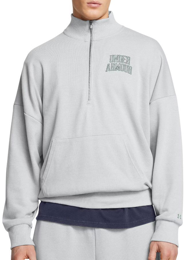 Džemper Under Armour Icon HWT Terry 1/2 Zip Sweatshirt Siva | 1386550-011