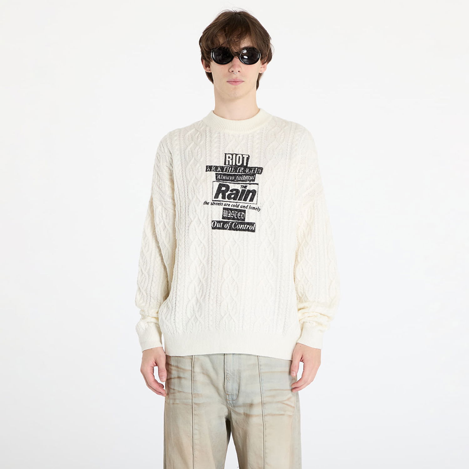 Džemper Wasted Paris Rain Cable Knit Sweater Off-White Bijela | WP_000159, 0