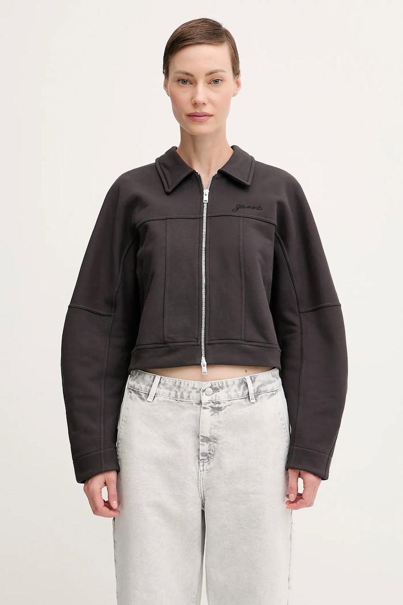 Bomber jakna GANNI GANNI Heavy Terry Jersey Bomber Jacket Crna | T4358