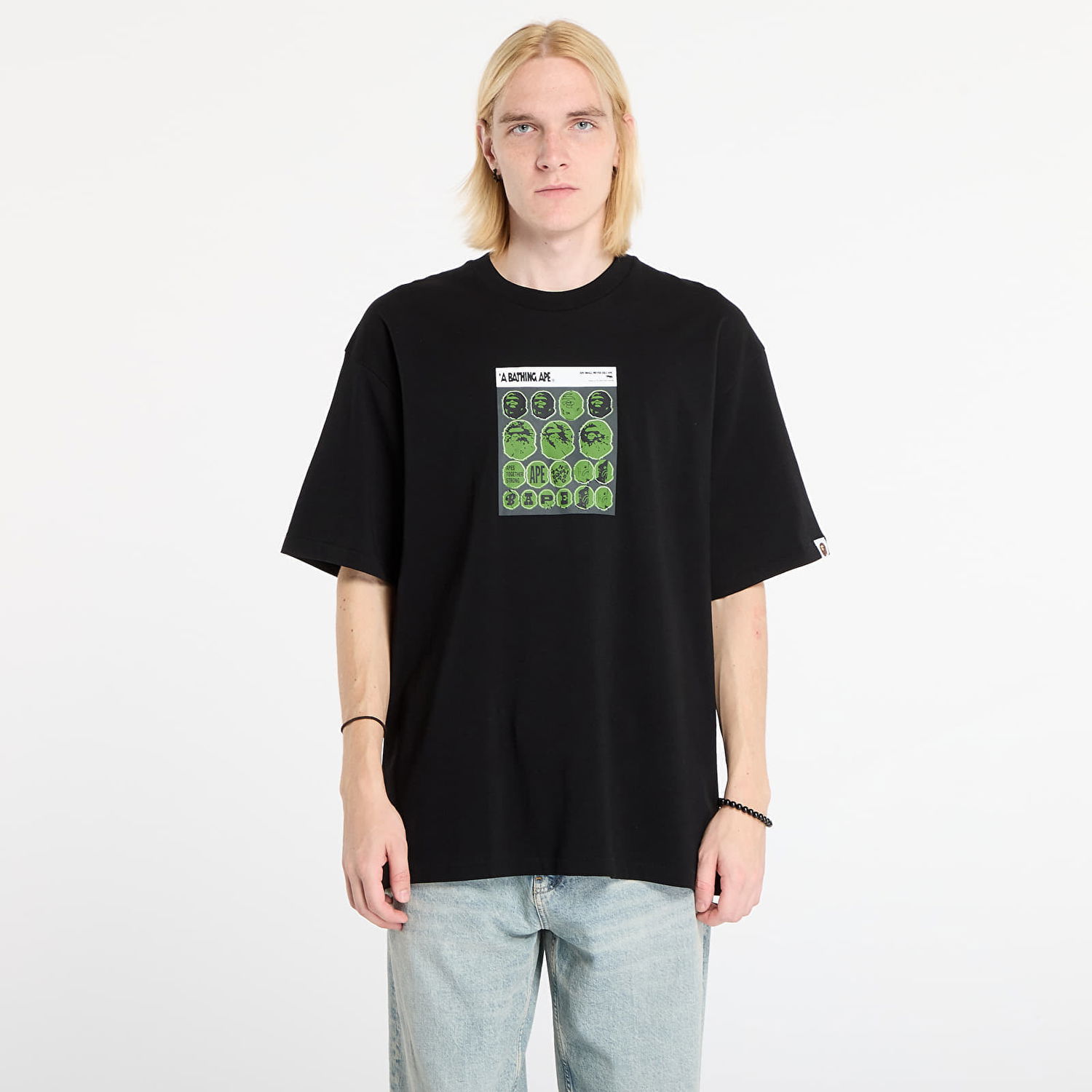 Majica kratkih rukava BAPE Bape Sticker Graphic Relaxed Fit T-Shirt Crna | 001TEL801319MBLK, 0