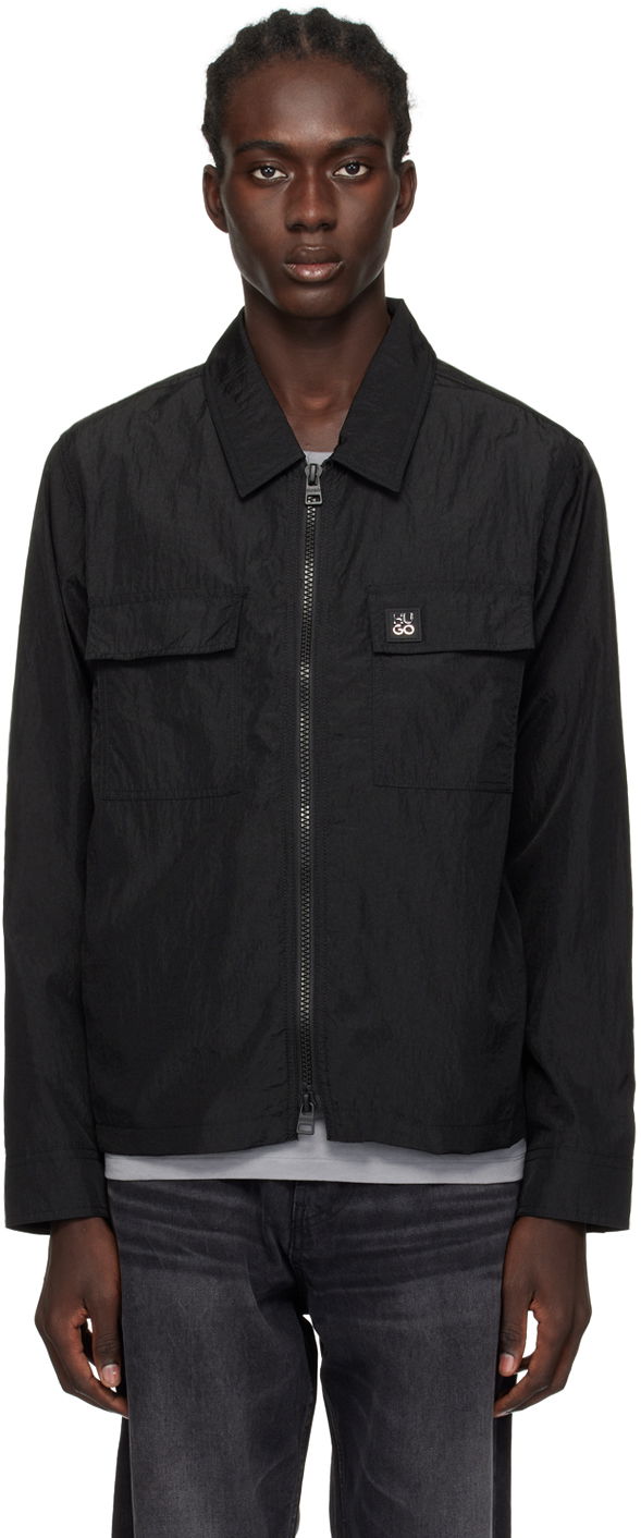 Vjetrovka BOSS Crinkled Zip-Up Shirt Jacket Crna | 50509371