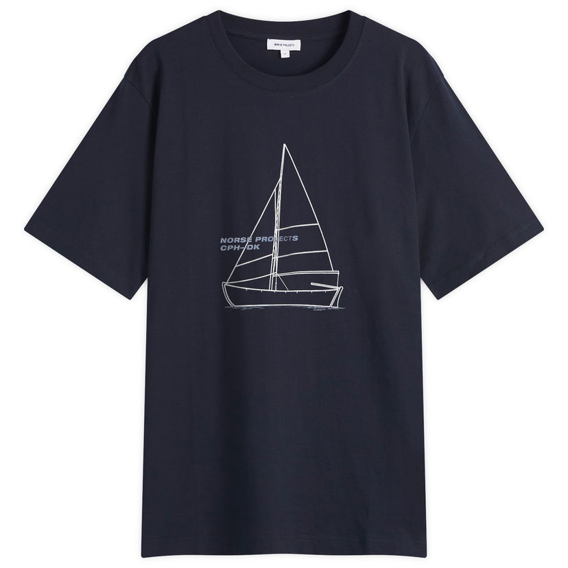 Majica kratkih rukava NORSE PROJECTS Norse Projects Holger Boat Print T-Shirt, Size Large Tamnoplava | N01-0677-7004