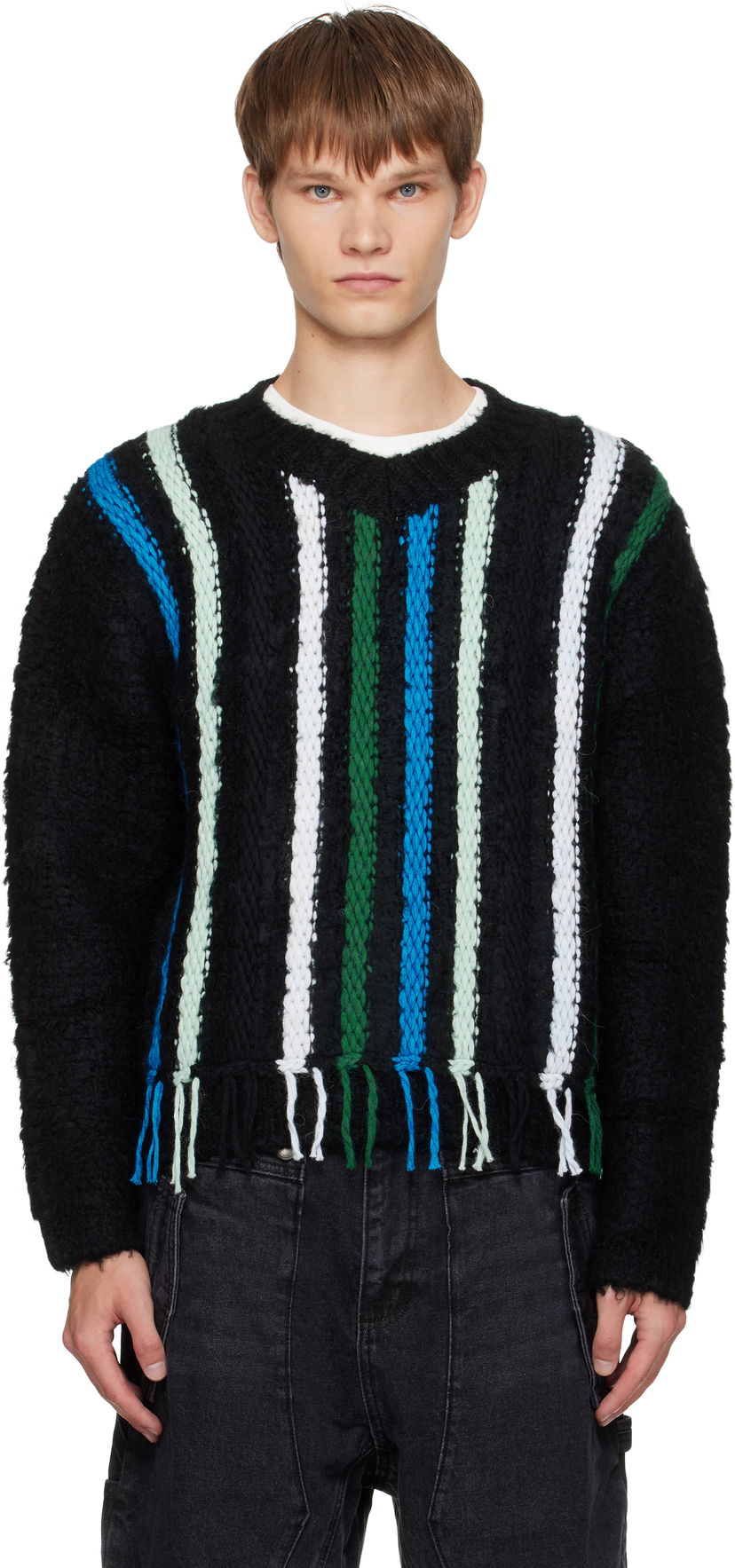 Džemper Andersson Bell Andersson Bell Reverse Stripe Fringe Sweater Crna | atb1350u