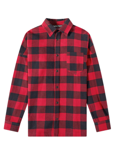 Košulja Palm Angels Curved Logo Overshirt Crvena | PMES002C99FAB0012501