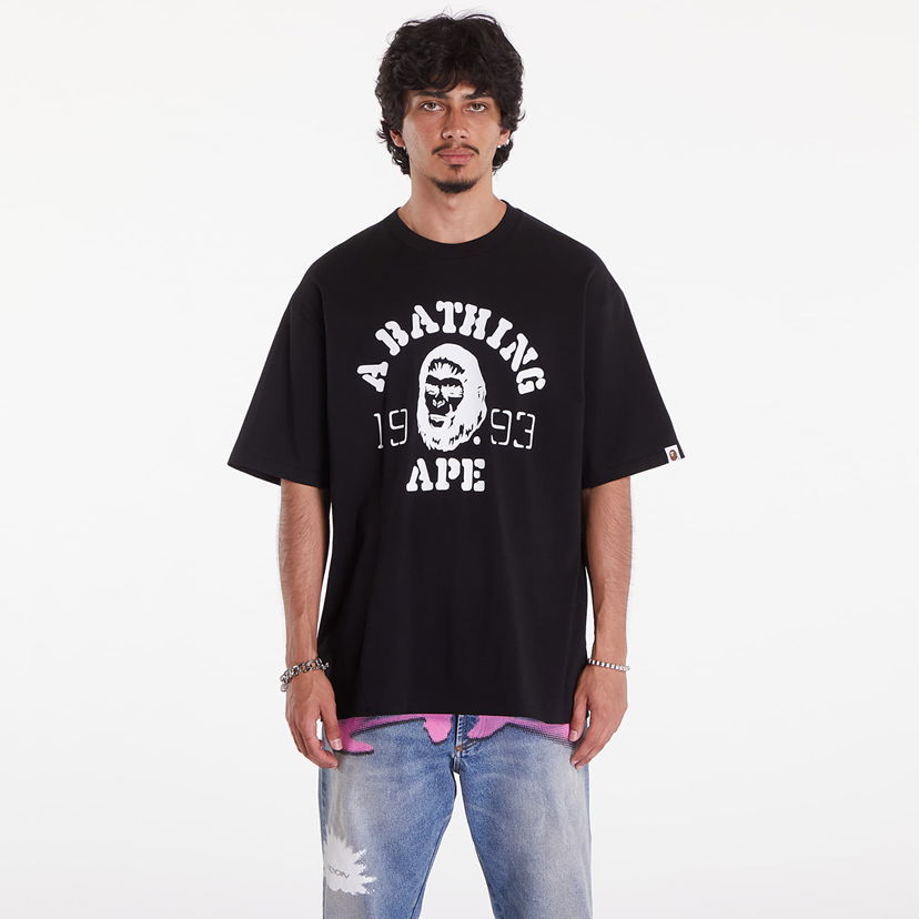 Majica kratkih rukava BAPE A BATHING APE Og Ape Head College Relaxed Fit Tee Crna | 001TEK301352MBLK