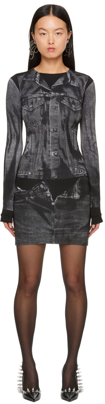 Haljina Jean Paul Gaultier Jean Paul Gaultier Trompe L'œil Printed Minidress Crna | 23/15-F-RO076-J530-0002