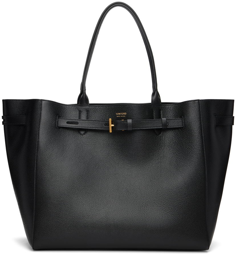 Tote bag Tom Ford Tom Ford Grain Leather Large Tote Crna | L1823-LCL429X
