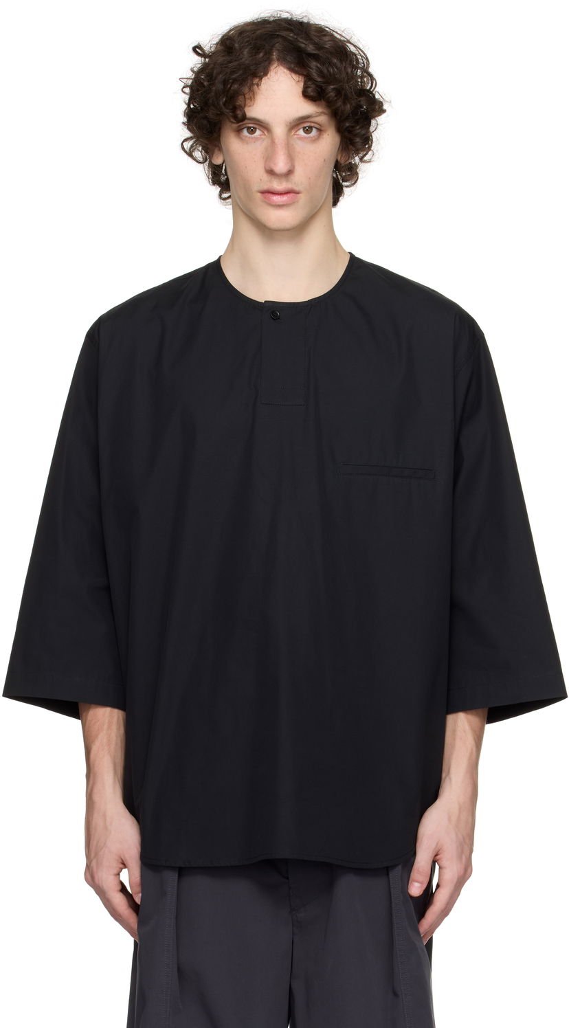 Košulja LEMAIRE Lemaire Short Sleeve Henley Crna | TO1326 LF839