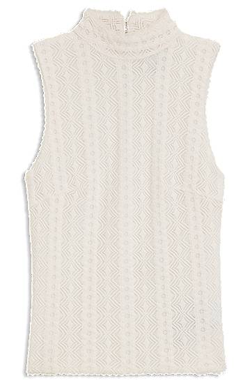 Majica bez rukava BOSS Textured Mock Neck Sleeveless Top Bijela | 50543556