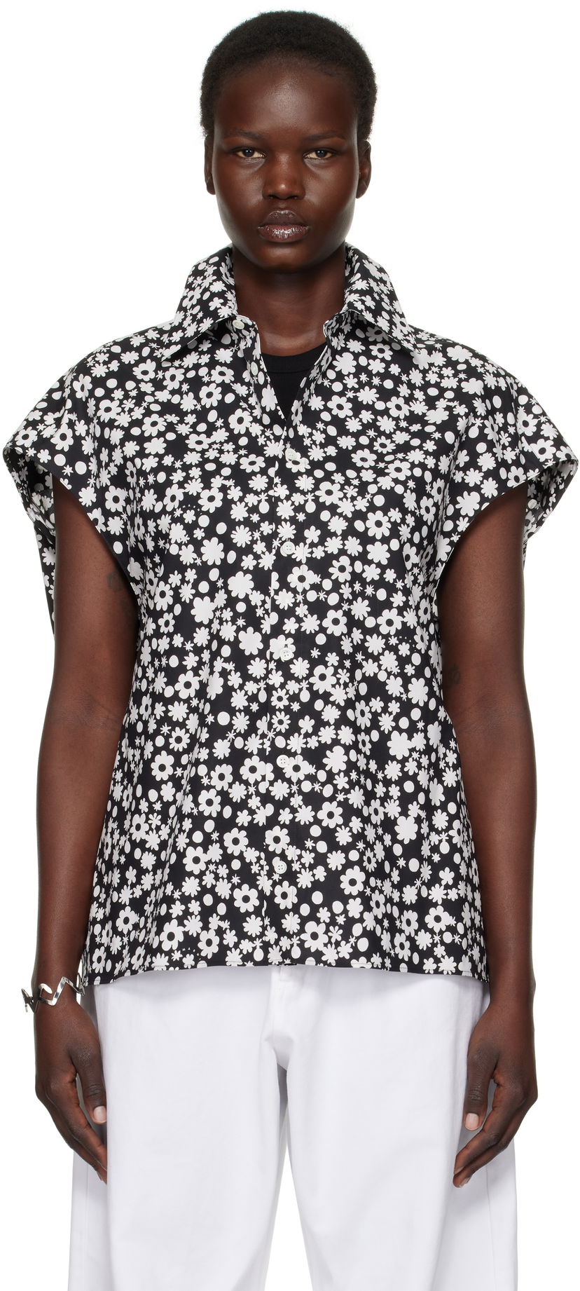 Košulja Marni Marni Pop Fields Sleeveless Cocoon Shirt Crna | CAMA0565S1 UTC463