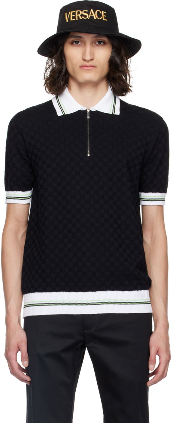 Polo majica Versace Black & White Contrasto Polo Crna | 1015088_1A10571