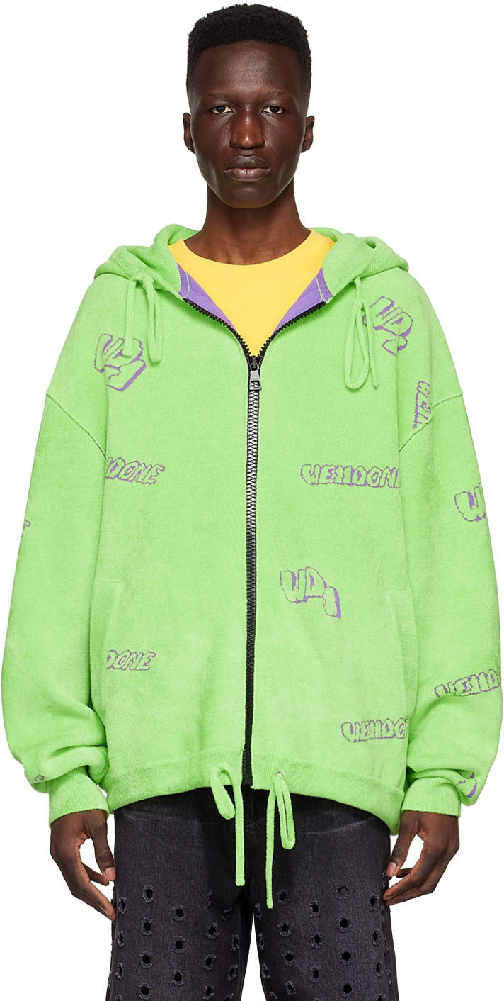 Dukserice We11done We11done Viscose Zip-Up Hoodie Zelena | WD-KJ1-22-616-U-LM