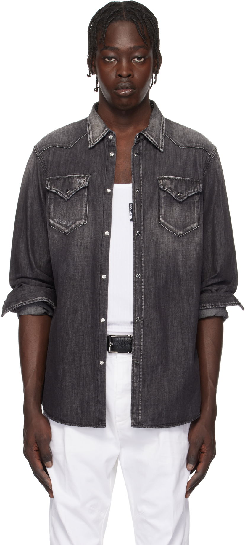 Košulja DSQUARED2 Dsquared2 Classic Western Denim Shirt Siva | S74DM0848_S30826