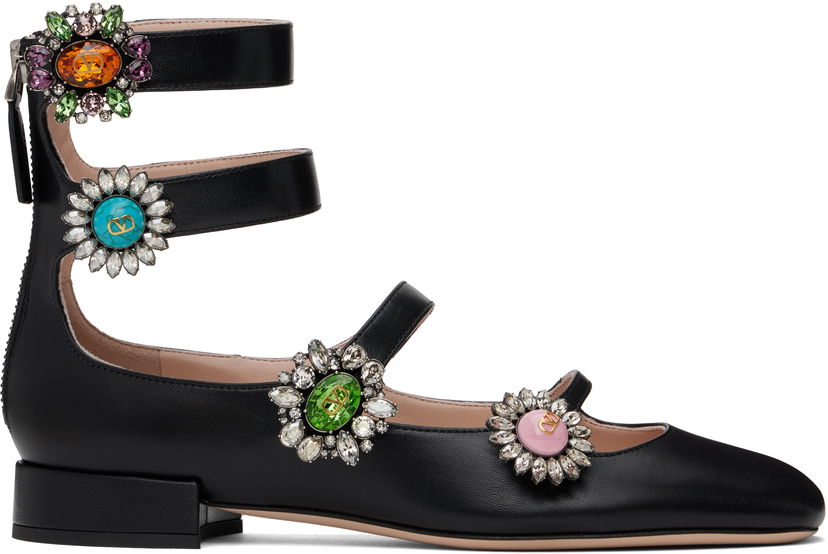 Tenisice i cipele Valentino Valentino Garavani Preshoes Ballerinas with Crystal Embellishments Crna | 6W2S0LL9DHS
