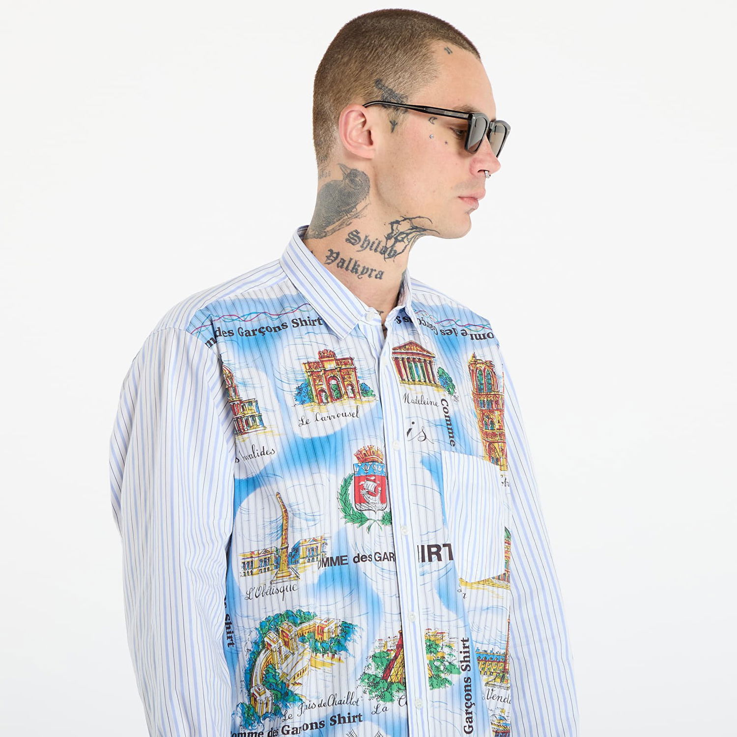 Košulja Comme des Garçons Comme des Garçons SHIRT Striped Shirt With Paris Map Print Višebojno | FP-B058-W25 White, 1