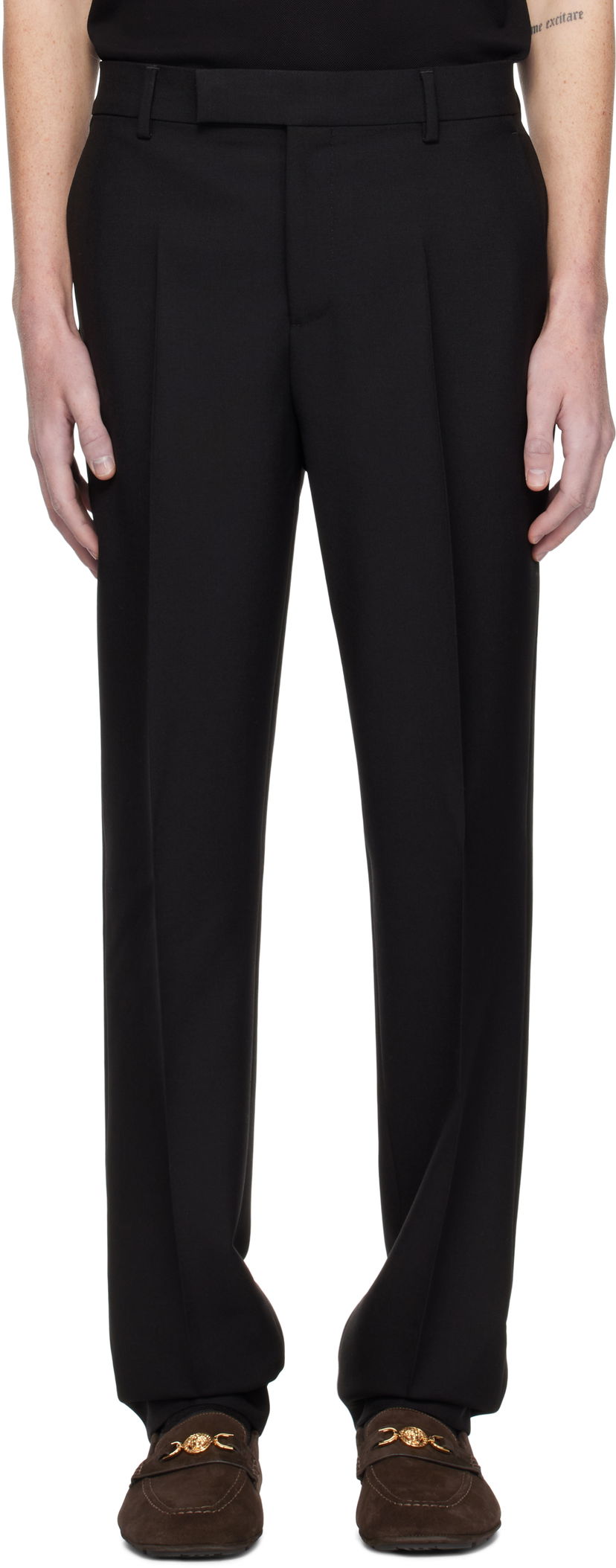 Hlače Versace Formal Mohair-Blend Trousers Crna | 1016648_1A11068