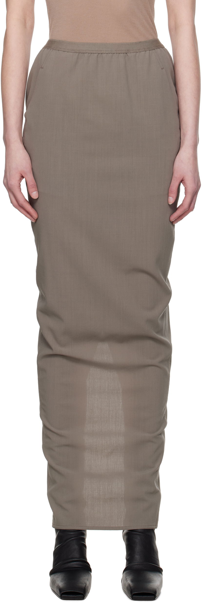 Suknja Rick Owens Rick Owens Hollywood Soft Pillar Maxi Skirt Smeđa | RP01E7331 WLP