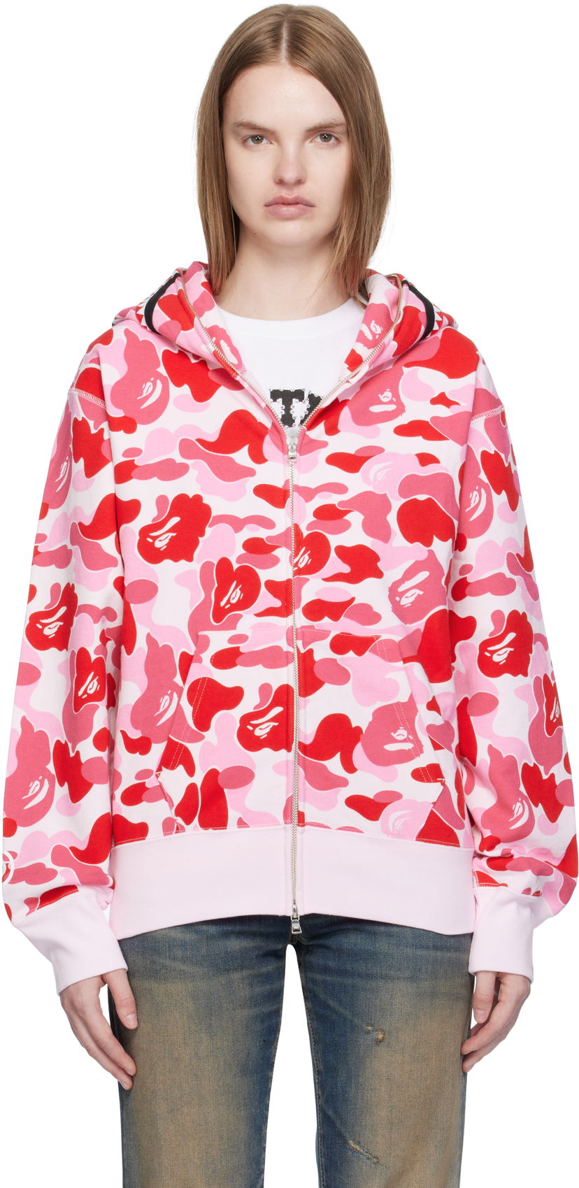 Dukserice BAPE A Bathing Ape ABC Camo Shark Full Zip Hoodie Ružičasta | 001ZPL302003L