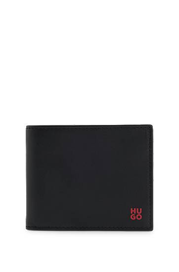 Novčanik BOSS Leather wallet with stacked logo Crna | 50548300
