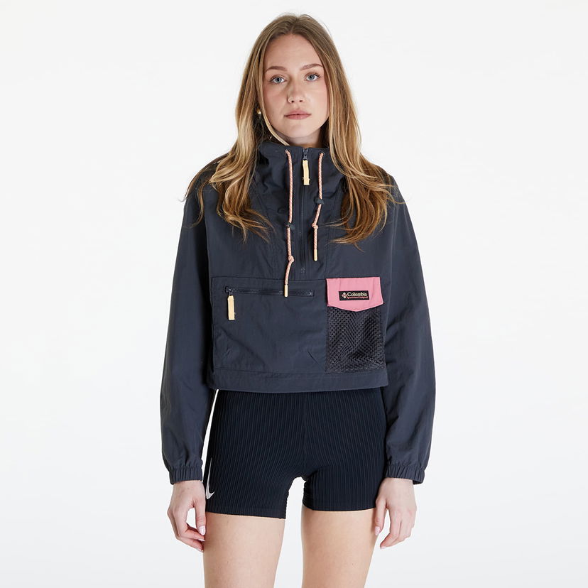 Jakna Columbia Painted Peak Cropped Wind Jacket Shark/ Pink Agave Crna | 2072211011