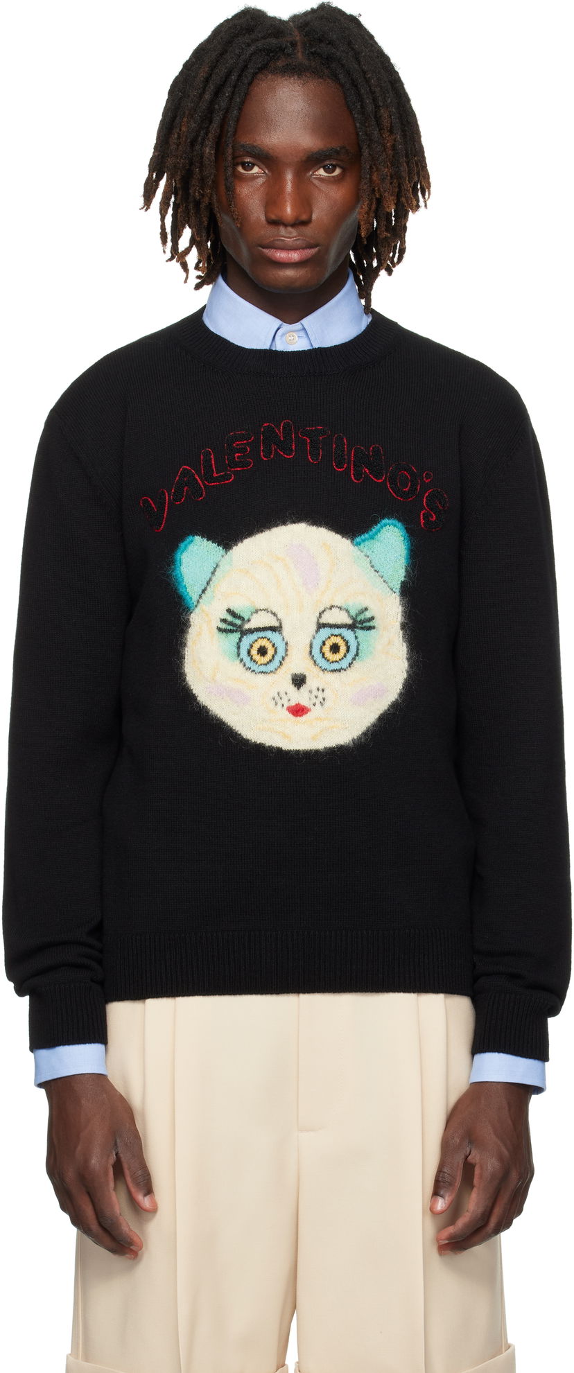 Džemper Valentino Valentino 'Le Chat De La Maison' Patch Sweater Crna | 7V3KC35IB2V
