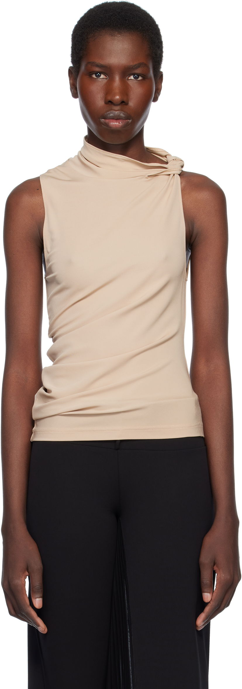 Majica bez rukava Courrèges Courrèges Draped Jersey Tank Top Bež | 125JDE120JS0145