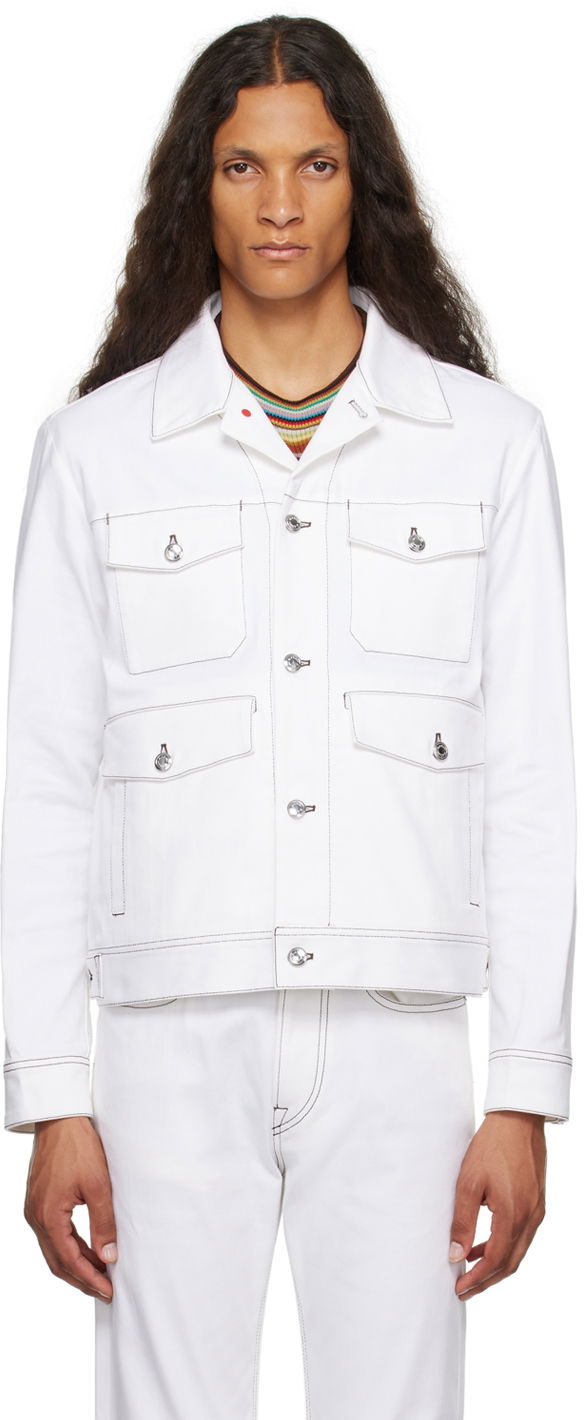 Jakna Paul Smith Paul Smith Western Denim Jacket Bijela | M1R-530Y-L02116-01