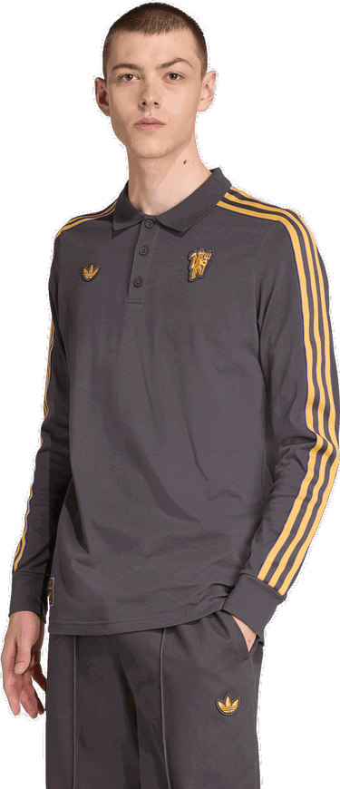 Polo majica adidas Originals Manchester United Icon Long Sleeve Polo Shirt Siva | jn2822, 4