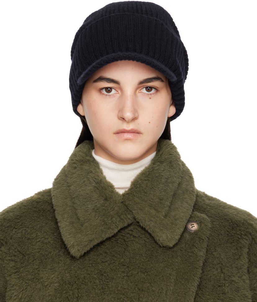 Šešir Max Mara Max Mara Ribbed Knit Beanie with Visor Crna | 2424576132600 MM02398