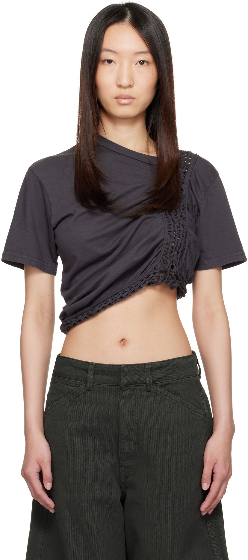 Crop top Collina Strada Collina Strada Clover Cropped T-Shirt Siva | XX3042